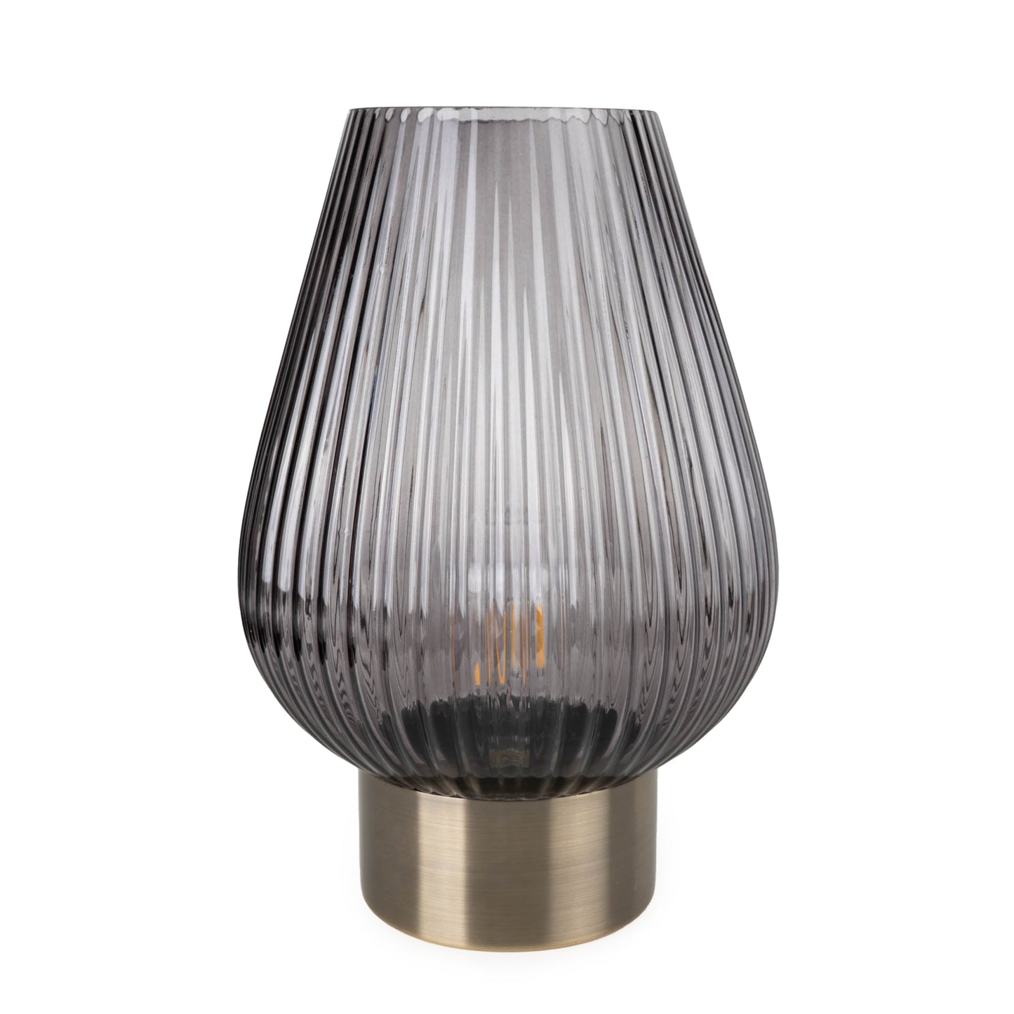 Blue, footed Glass LED table lamp,